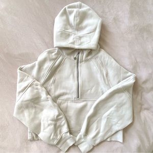 EUC Lululemon Scuba Oversized 1/2 Zip Hoodie White Opal XS/S